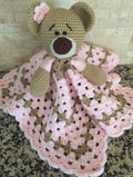 Handmade Crochet Teddy Bear Lovey - Soft Baby Security Blanket