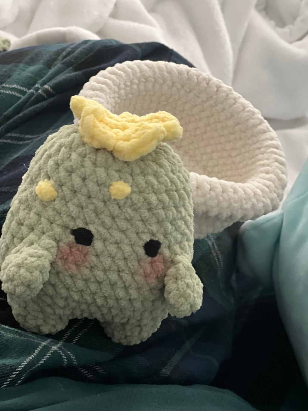 Plush baby cactus in a pot