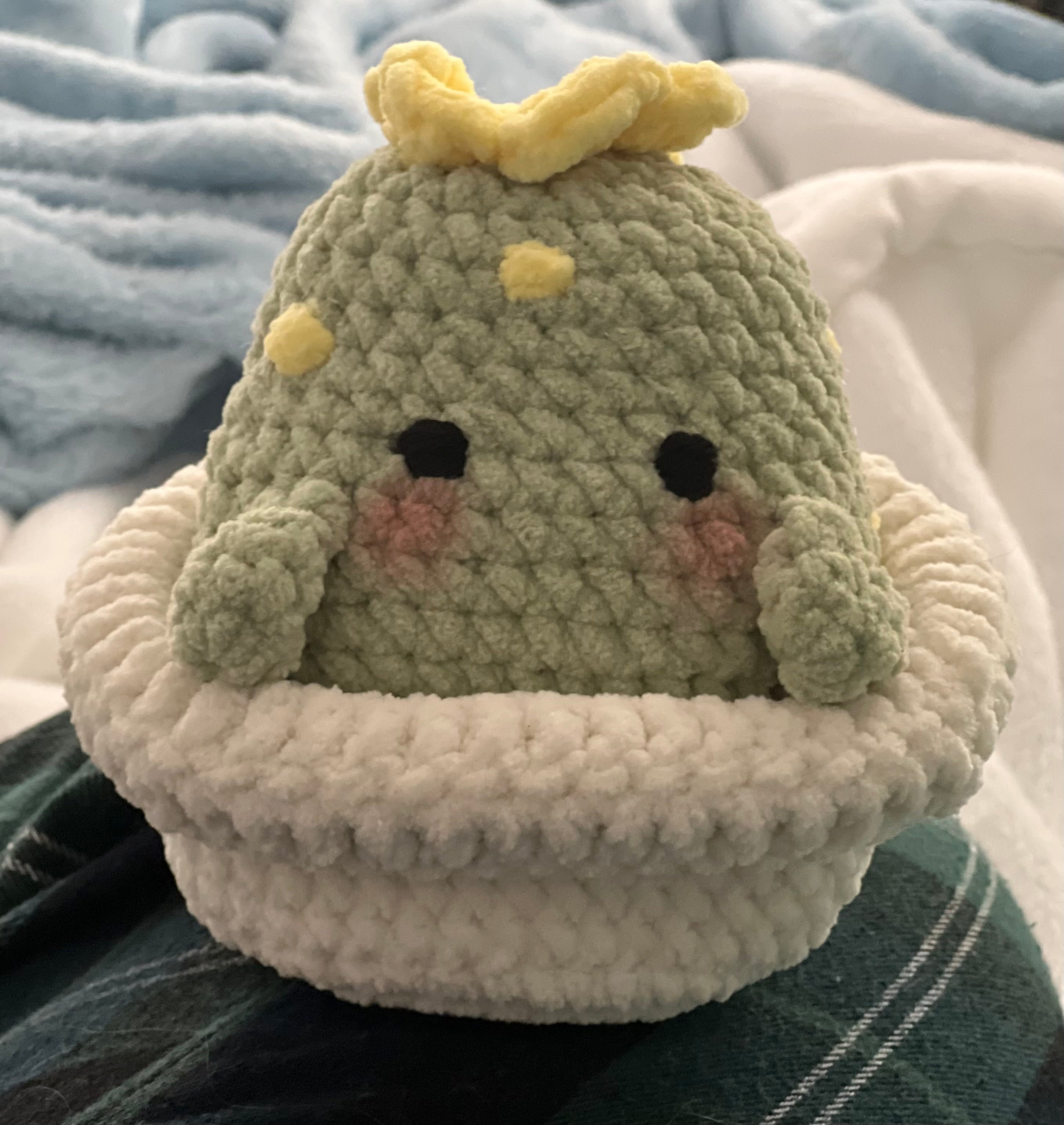 Plush baby cactus in a pot