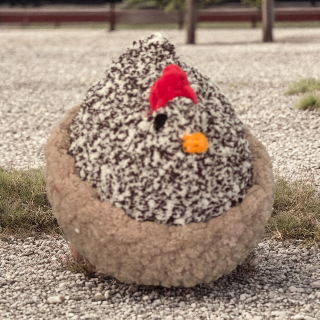 Handmade Crochet Chicken in Basket - Farmhouse Decor