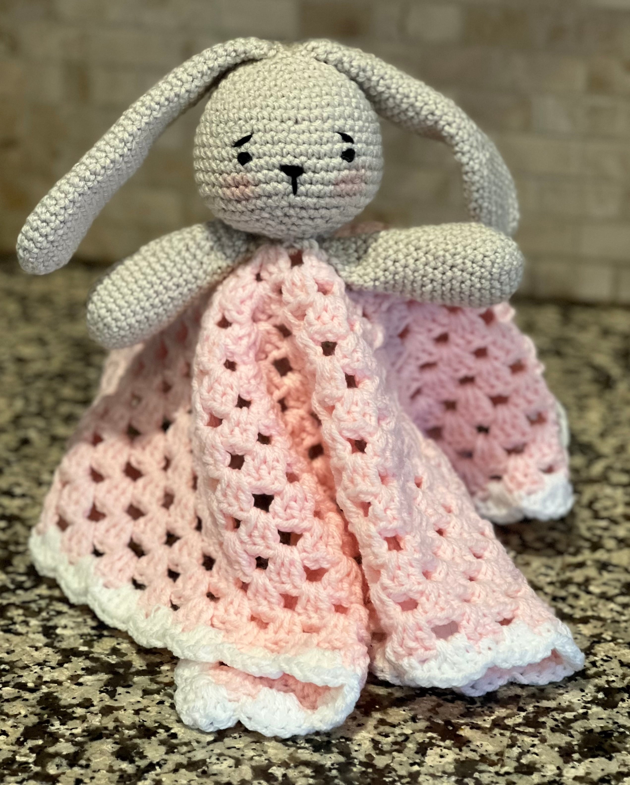 Soft Pink Hand-Crocheted Bunny Lovey